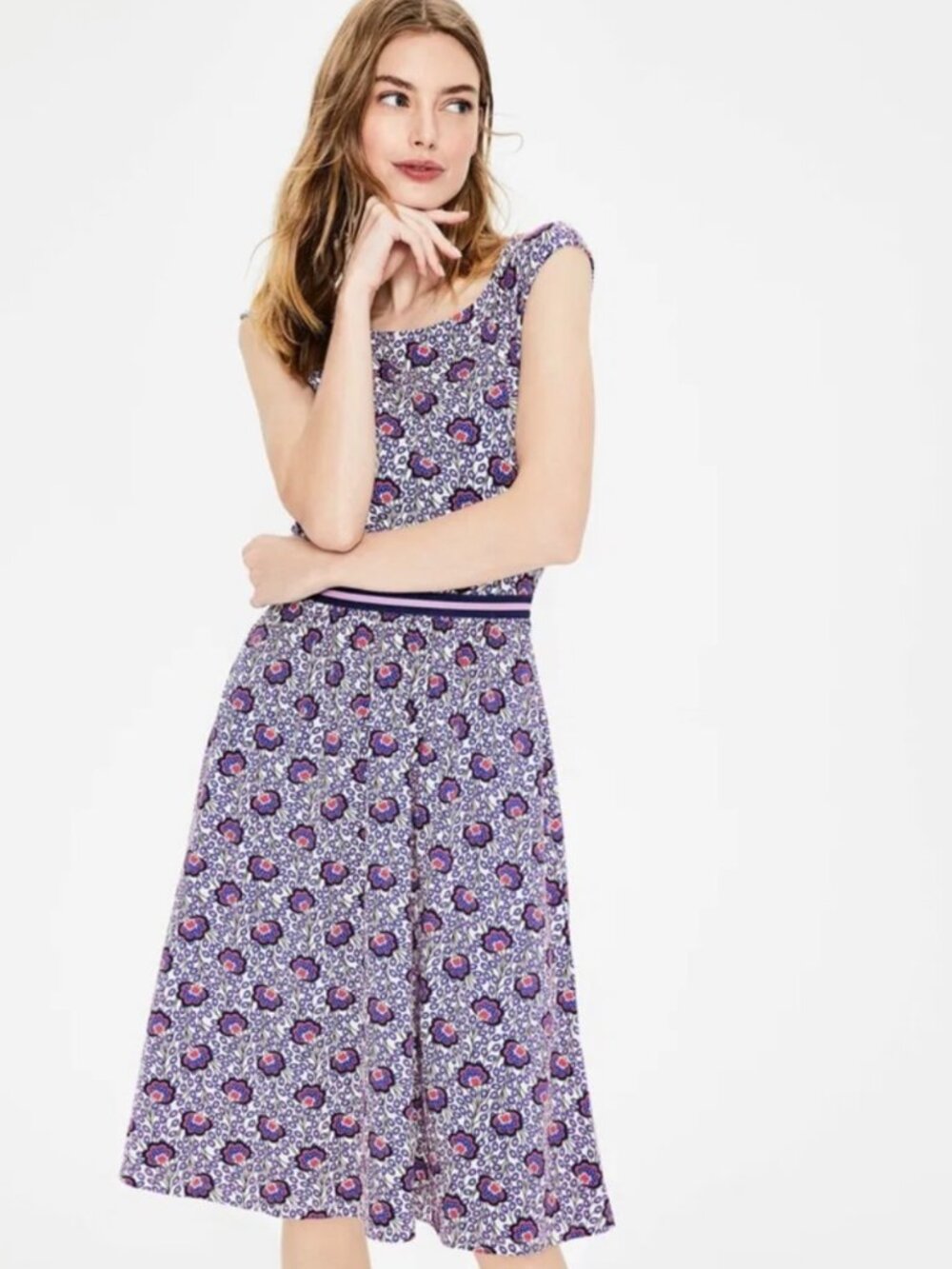 EUC Boden Floral Stretch Jersey Sleeveless Bernice Fit & Flare in Women's 12R